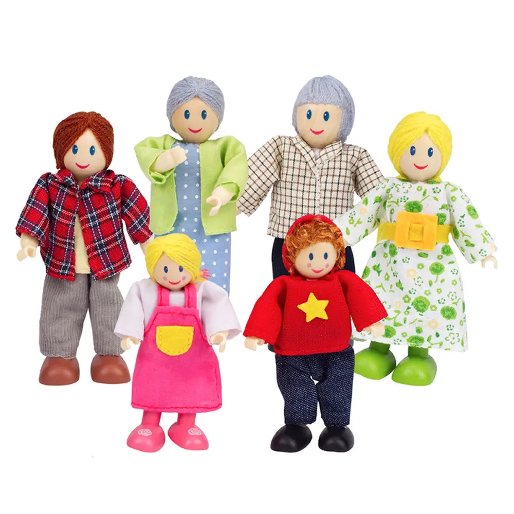 Hape Happy Family 6-Piece Dollhouse Set - Detailed Hairstyles 1