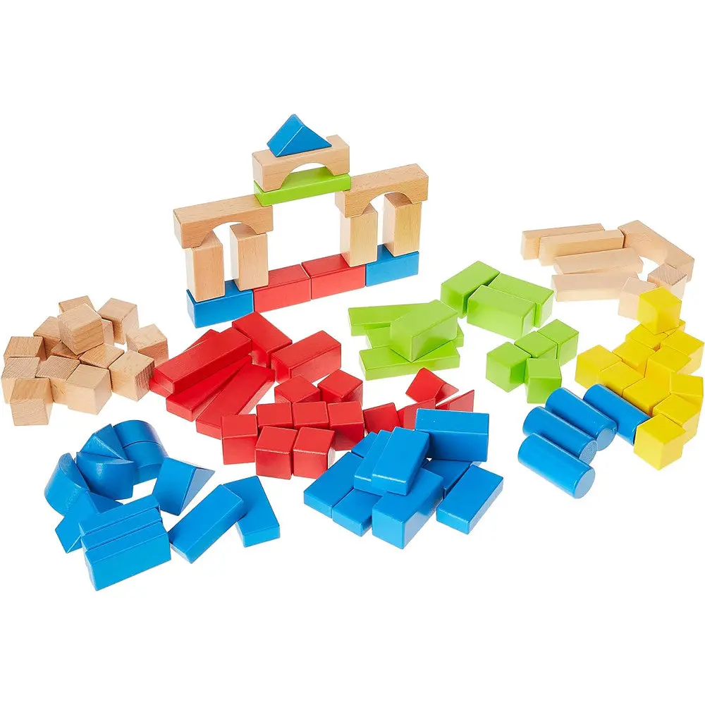 Hape Build Up & Away 100-Piece Colorful Wooden Block Set 1