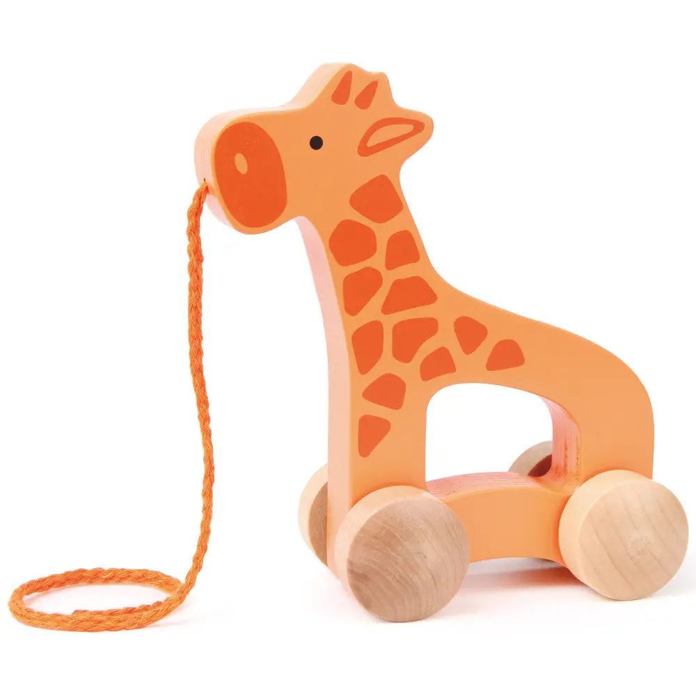 Hape Orange Giraffe Push & Pull - Wooden Toddler Toy 1