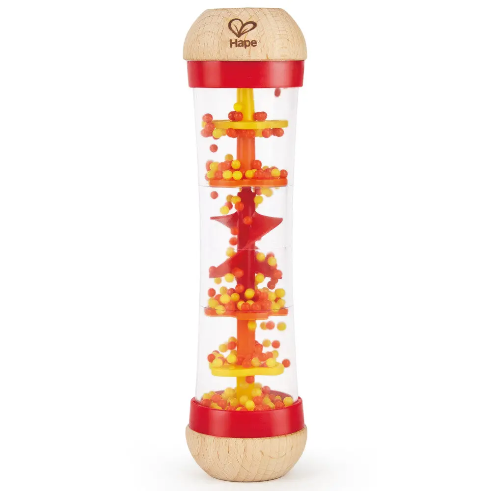 Hape Beaded Raindrops - Sensory Sound Red Wooden Rainmaker 1