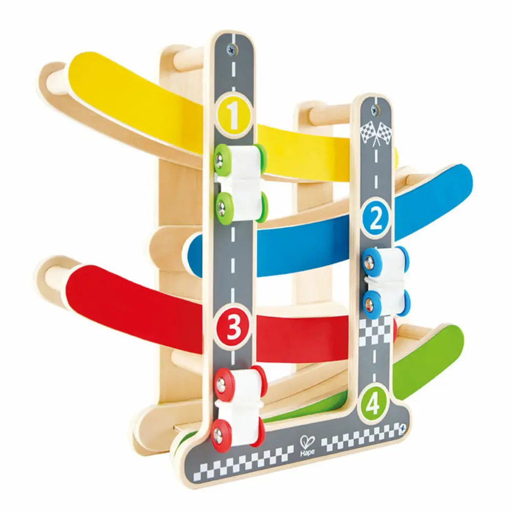 Hape Fast Flip Wooden Racetrack - Colorful Racing Toy For Toddlers 1