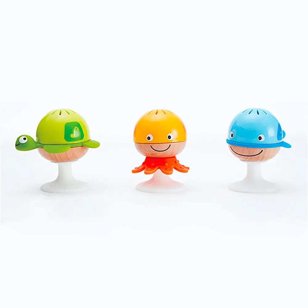 Hape Stay-Put Rattle Set - 3 Pc Colorful Sea Animal Suction Toys 1