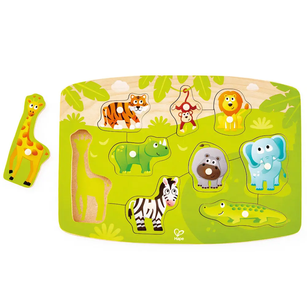 Hape Jungle Adventure 10Pc Wooden Peg Puzzle 1