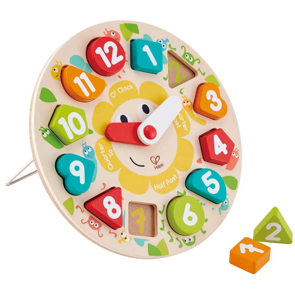 Hape Learn The Time Bug Puzzle - 13Pc Colorful Wooden Clock 1