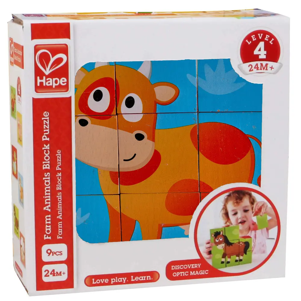Hape Farm Animals 9Pc Wooden Stacking Puzzle 1