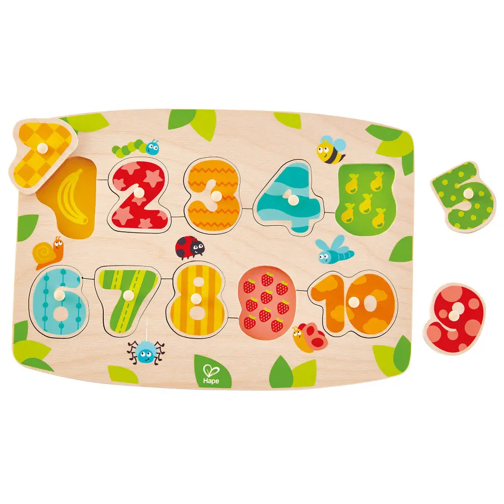 Hape Fruity Numbers 11Pc Wooden Peg Puzzle - Colorful Educational Toy 1