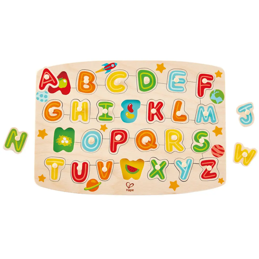 Hape Abc Picture 27Pc Wooden Peg Puzzle - Educational Toy 1