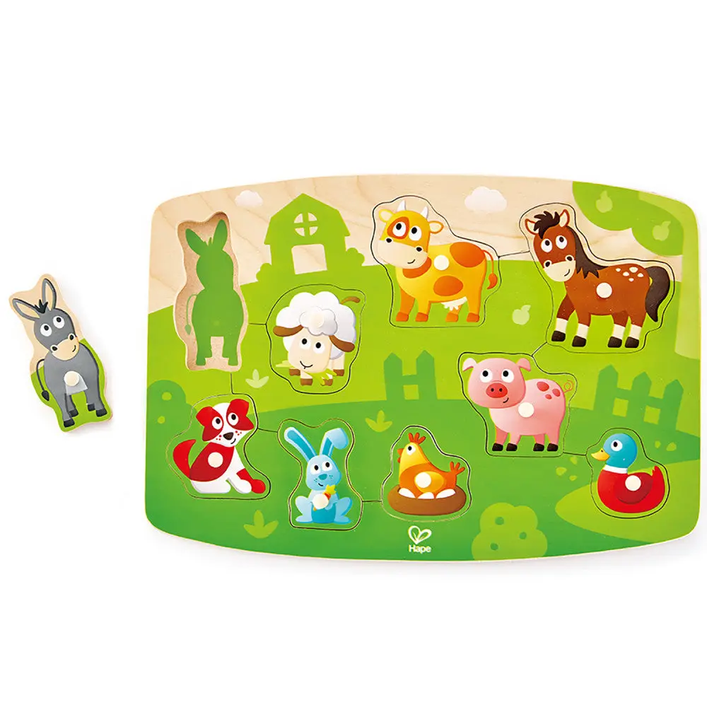 Hape Farmyard Wooden Peg Puzzle - 10Pc 1