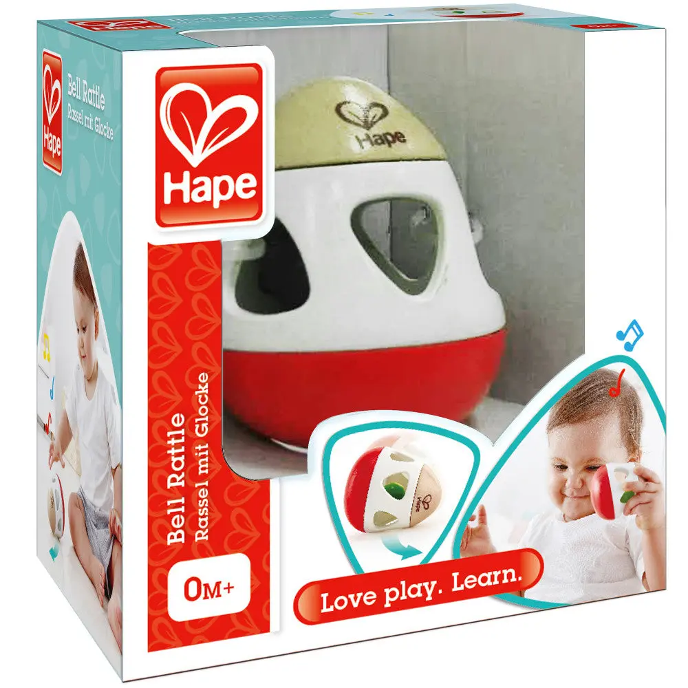 Hape Bell Rattle Toy – Vibrant Red, White & Green 1