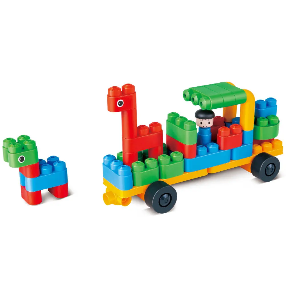 Hape Polym Zoo Keeper 'N Cars Kit - 40Pc Creative Building Blocks Set 1