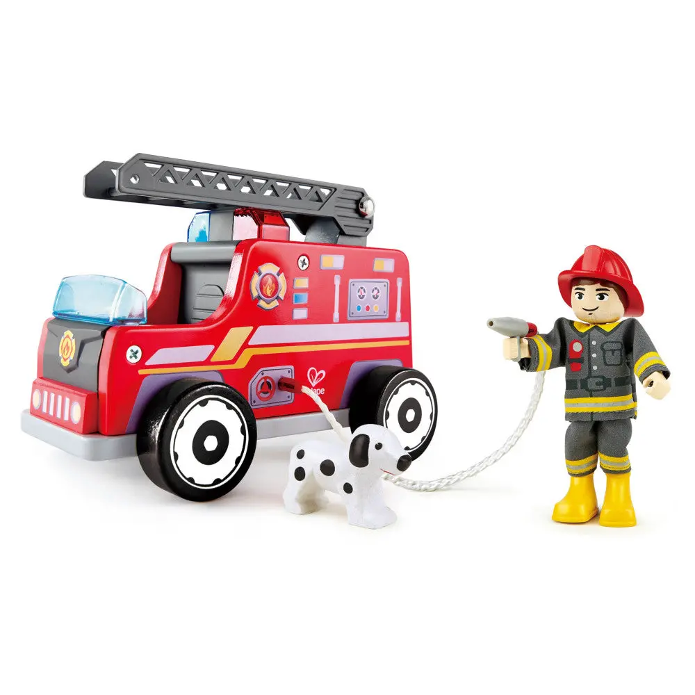 Hape Wooden Fire Truck Playset With Action Figures - Red 1
