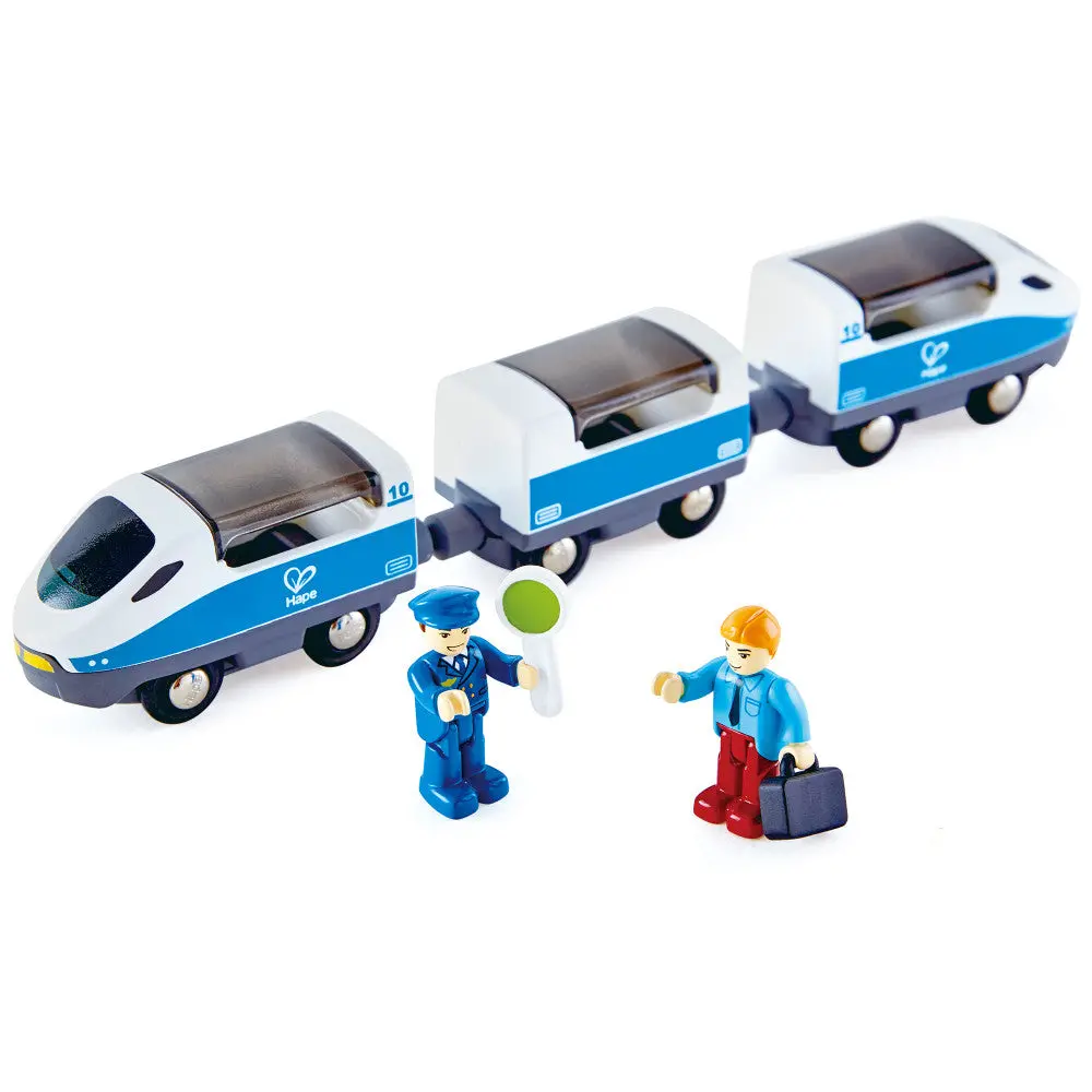 Hape Intercity Train - Blue & White - Wooden Train Set Adventure 1