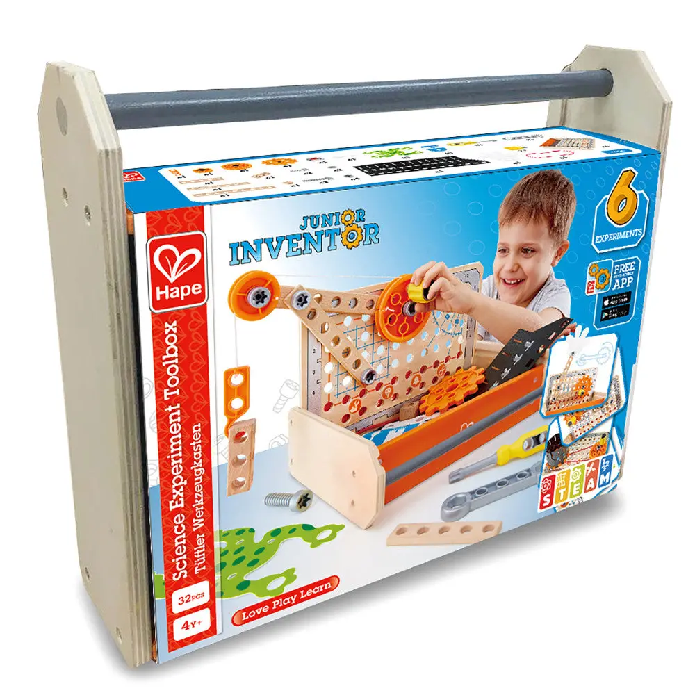 Hape Junior Inventor 32-Piece Science Experiment Toolbox Kit 1
