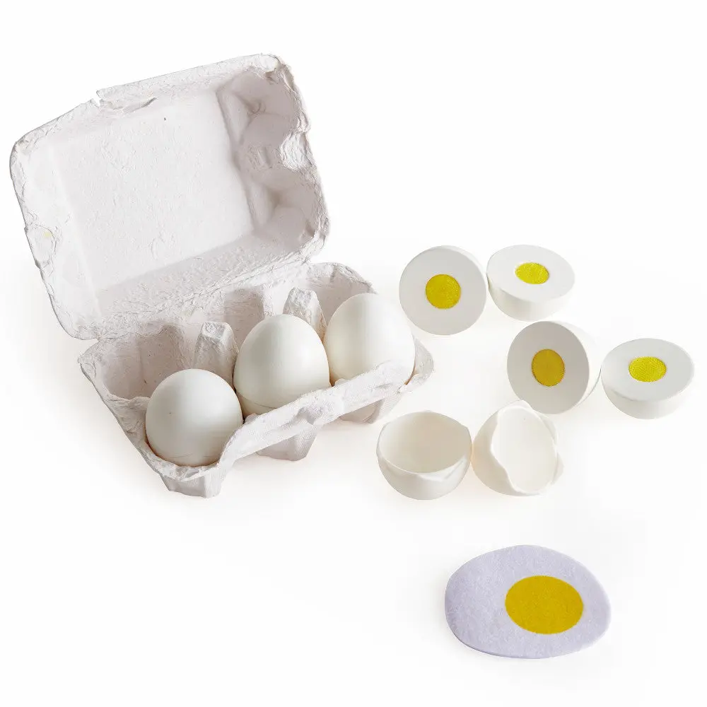 Hape Egg Carton Kitchen Playset - 6Pc, Take Apart Egg Pieces 1