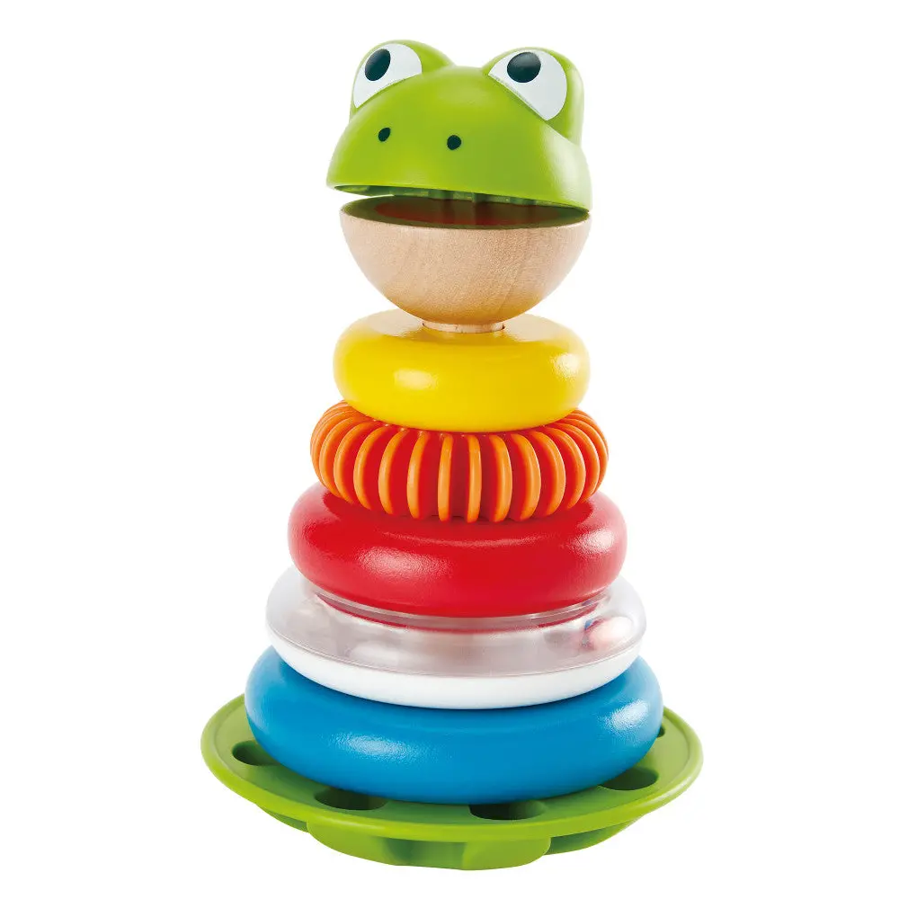 Hape Mr. Frog Stacking Rings - Colorful Learning Toy With Wobbling Base 1