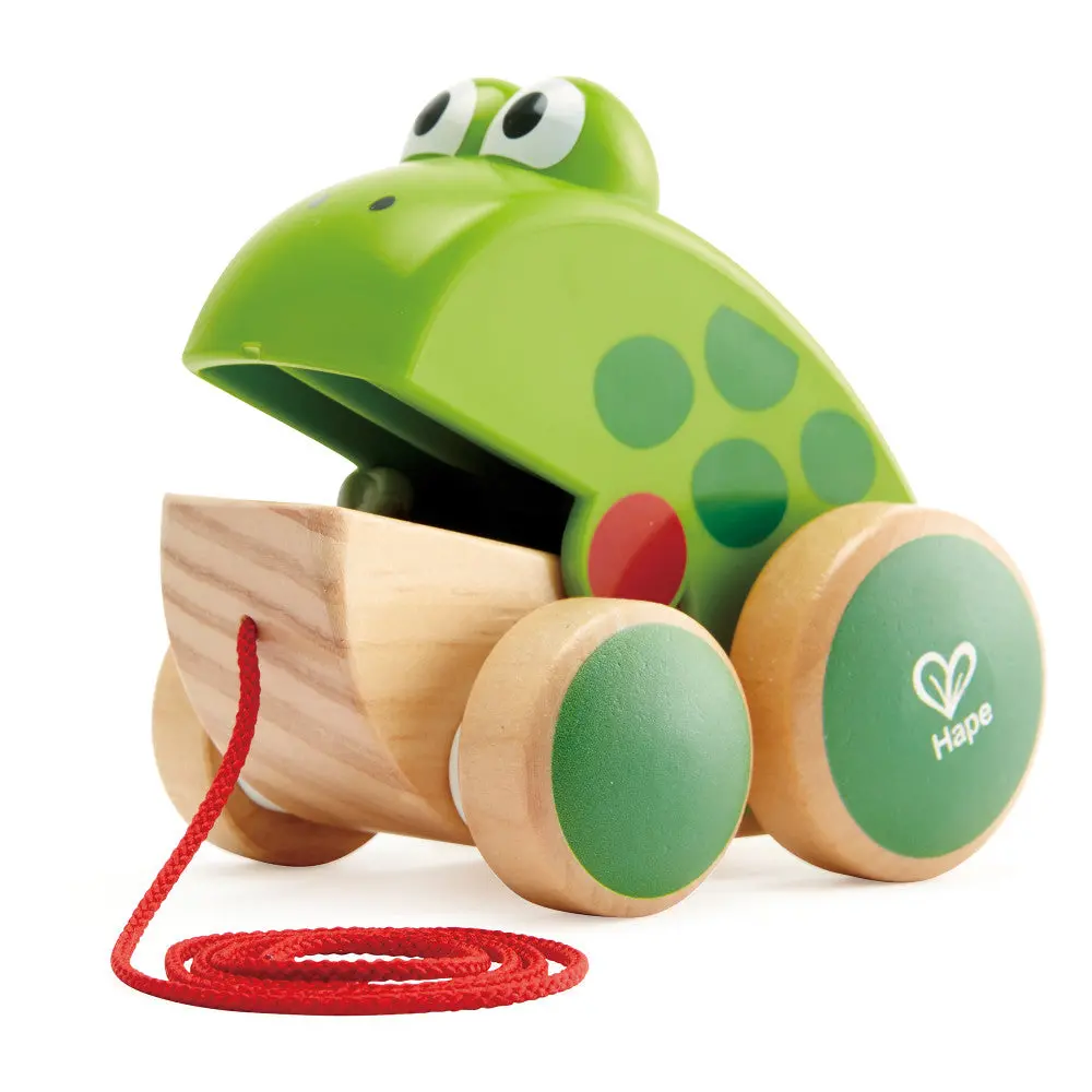 Hape Pull Along Frog – Vibrant Green Wooden Toy 1