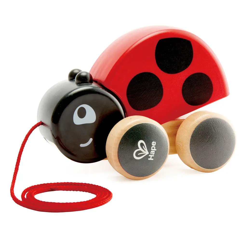 Hape Pull-Along Ladybug – Red & Black, Wooden Toy With Moving Wings 1