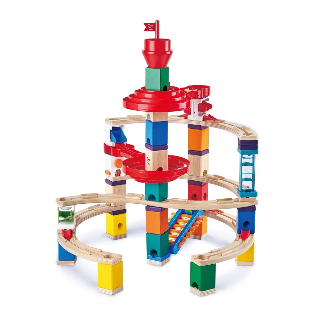 Hape Quadrilla Super Spiral Wooden Marble Run - 101 Piece Set For Ages 4+ 1