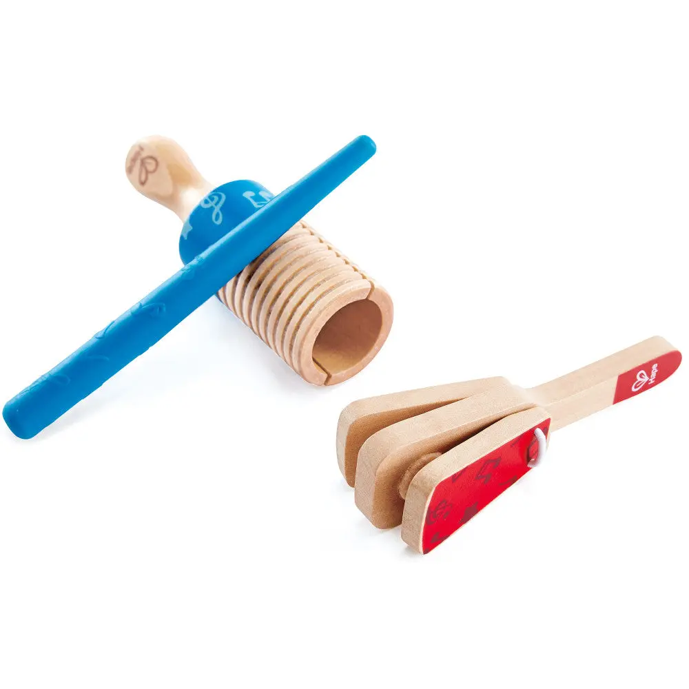 Hape Colorful Wooden Percussion Duo - Clapper & Guiro Set 1
