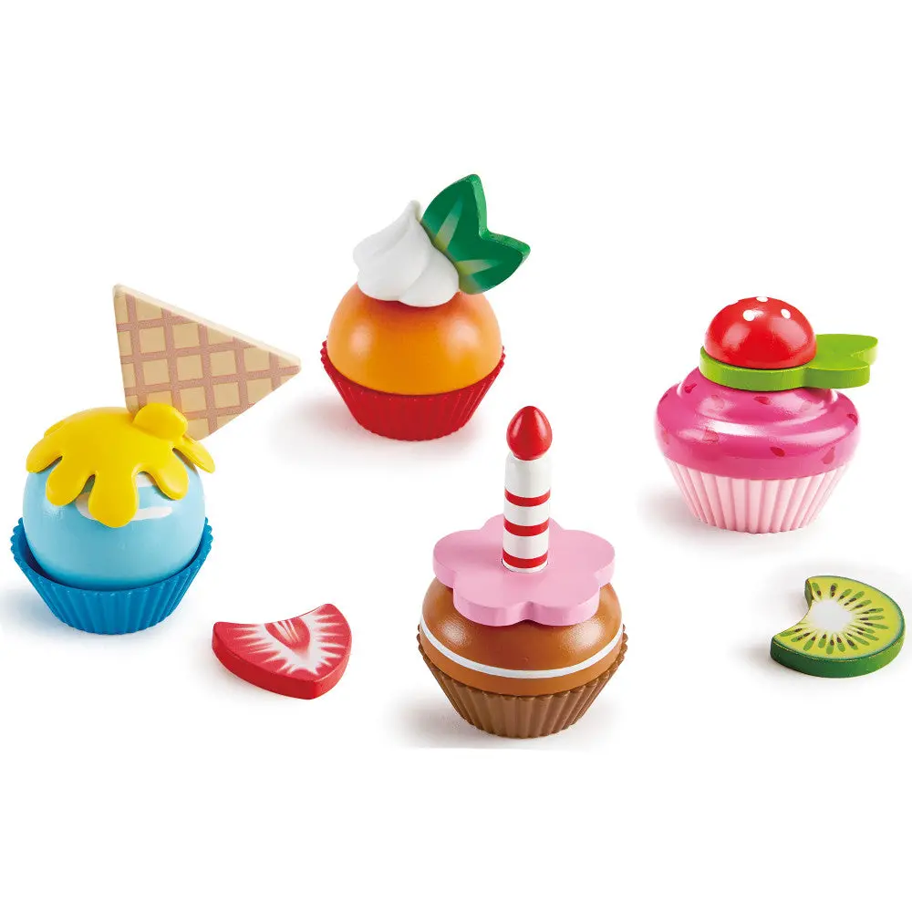 Hape 18-Piece Cupcake Set - Colorful Wooden Desserts Playset 1