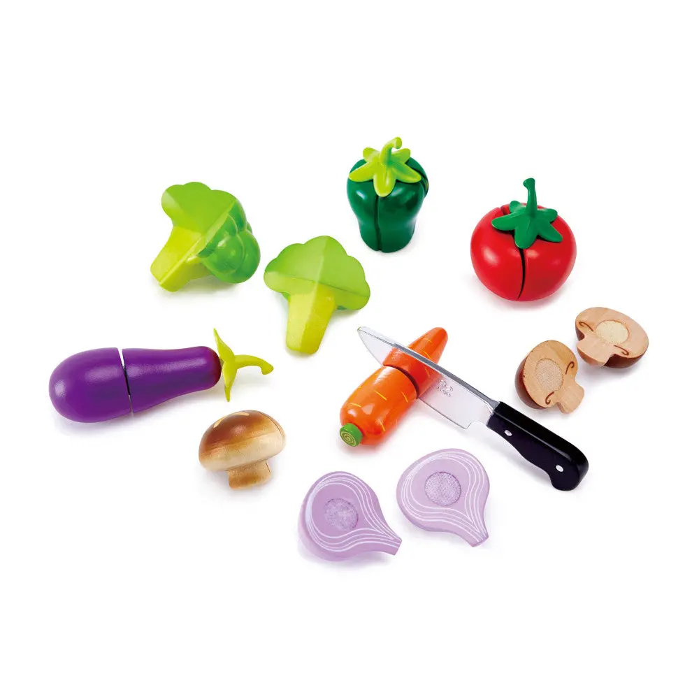 Hape Garden Vegetables Wooden Kitchen Playset - Colorful Pretend Cooking Set 1
