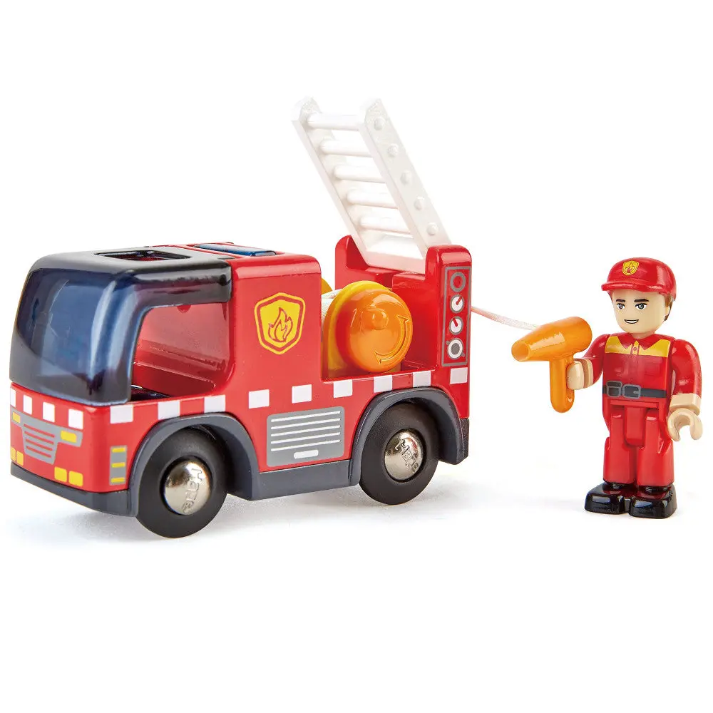 Hape Light & Sound Red Fire Truck With Siren - Interactive Engine Toy Vehicle 1