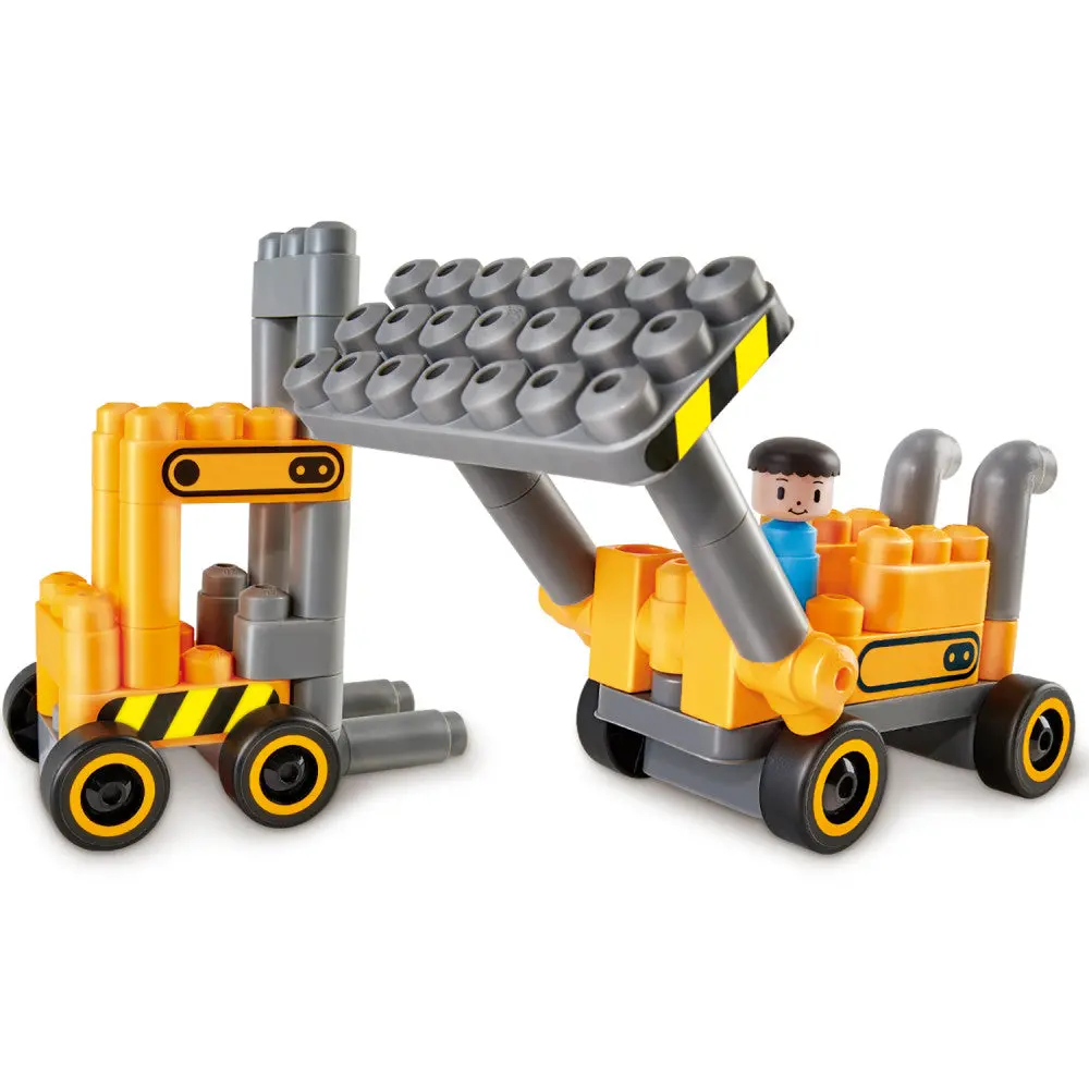 Hape Polym 43Pc Construction Site Building Blocks Set - Yellow/Grey 1