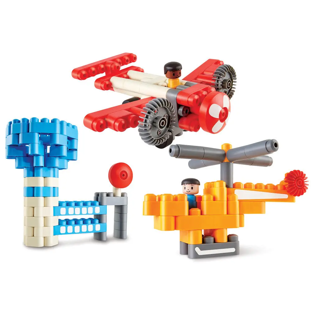 Hape Polym City Airport 142-Piece Building Blocks Set With Figurines 1