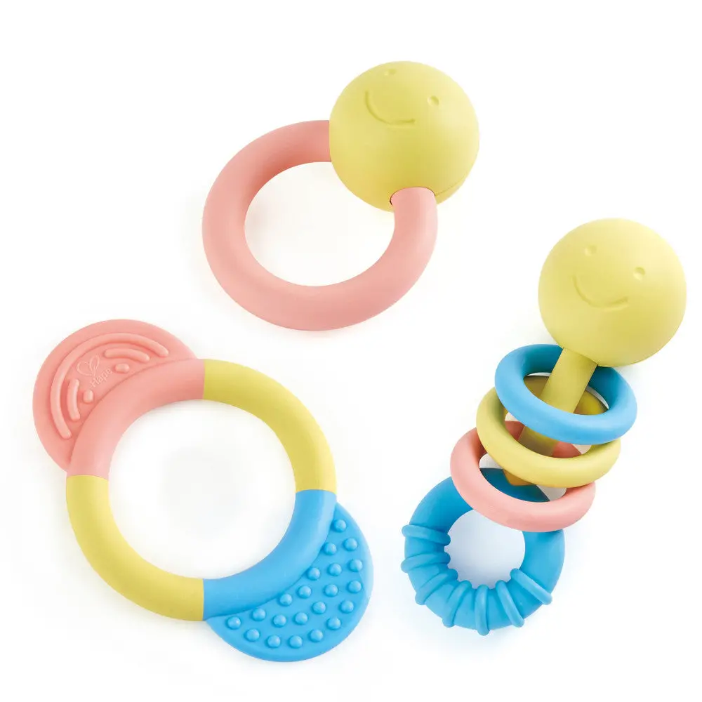 Hape Rattle & Teether Collection - 3-Piece Soothing Set 1