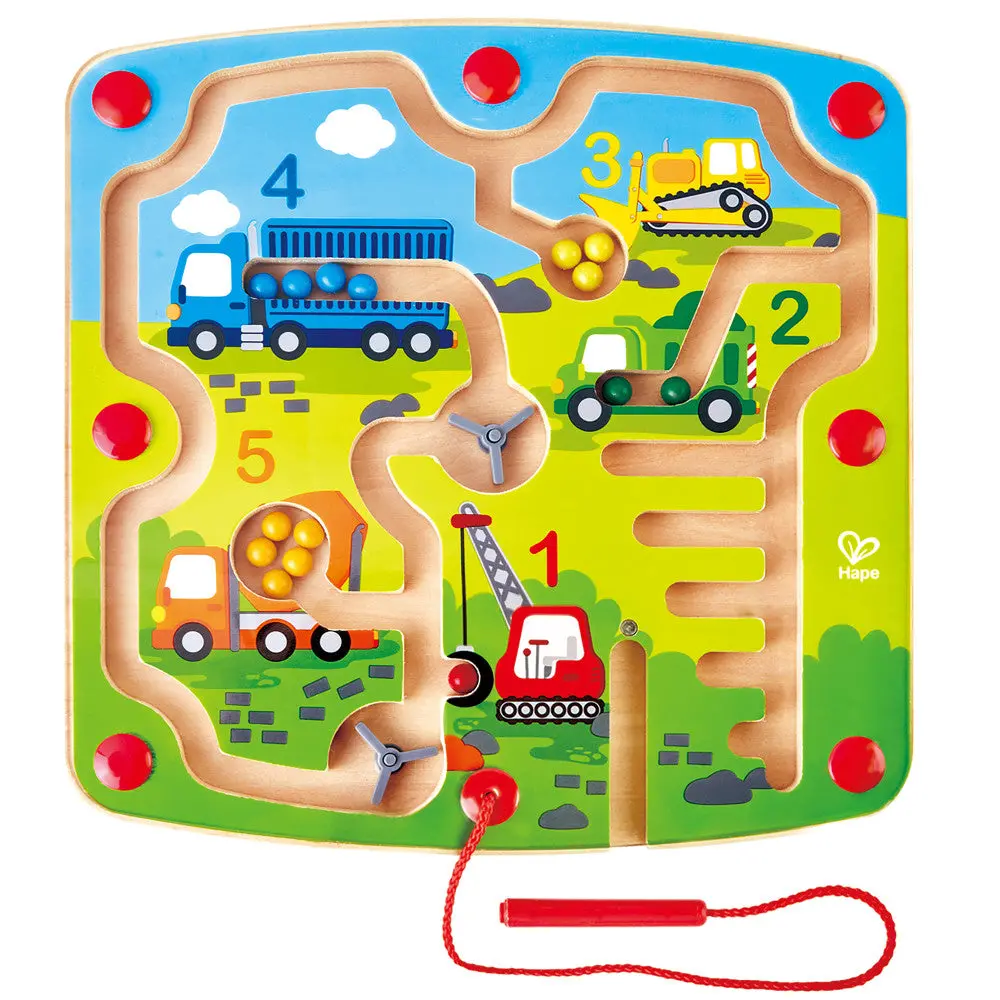 Hape Construction & Number Magnet Maze - Wooden Magnetic Educational Toy 1