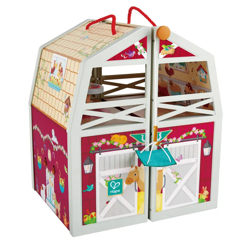 Hape Pony Club Ranch - 2-Level Wooden Barn Playset 1