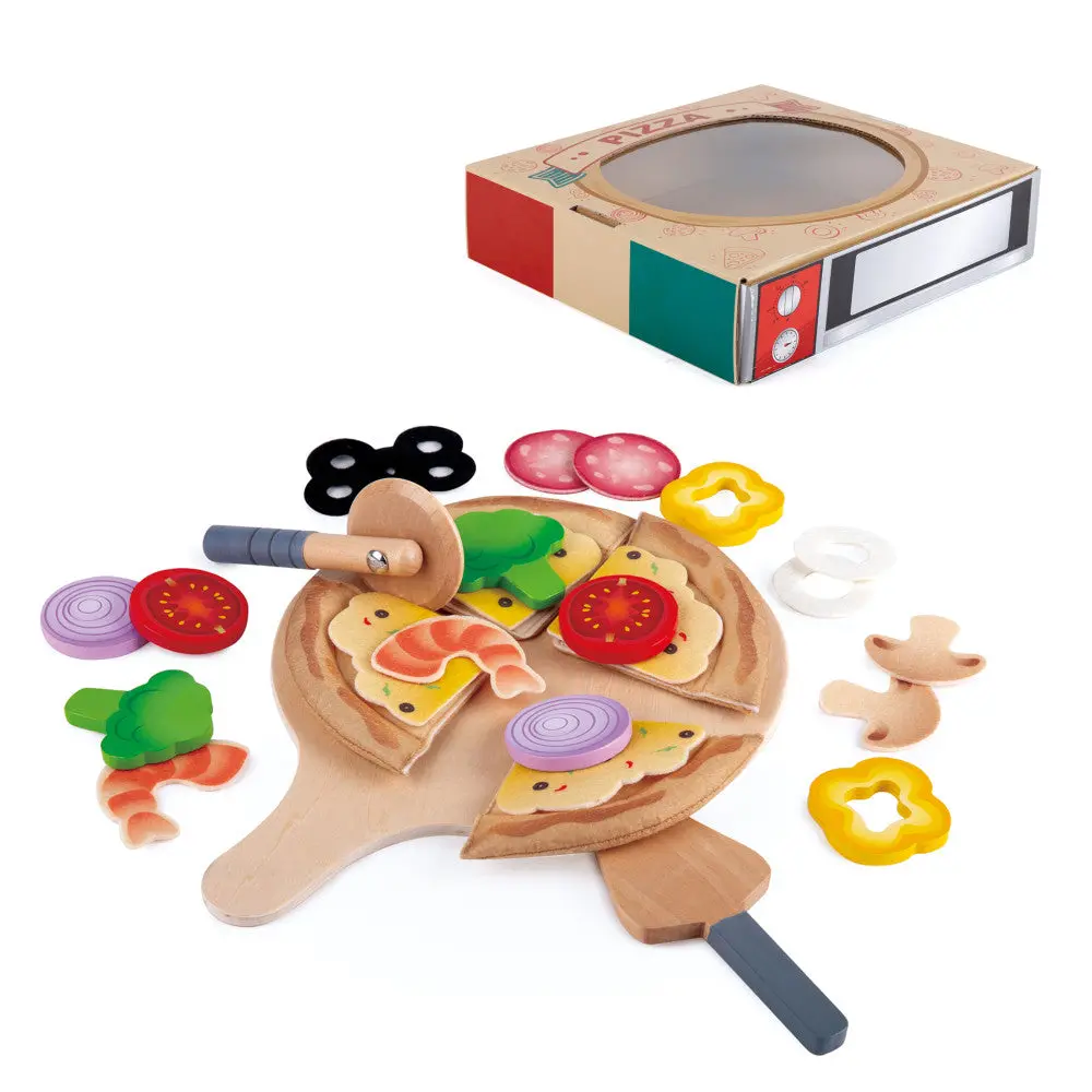 Hape Perfect Pizza Wooden Kitchen Playset - 29 Pieces For Kids Age 3+ 1