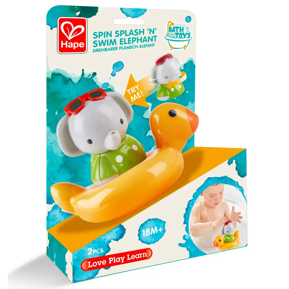 Hape Spin Splash 'N' Swim Elephant – Color-Changing Bath Toy 1
