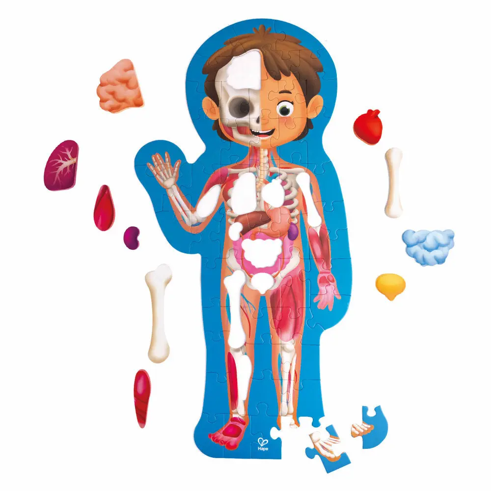 Hape Human Body Puzzle - Educational Anatomy Jigsaw With 60 Oversized Pieces 1