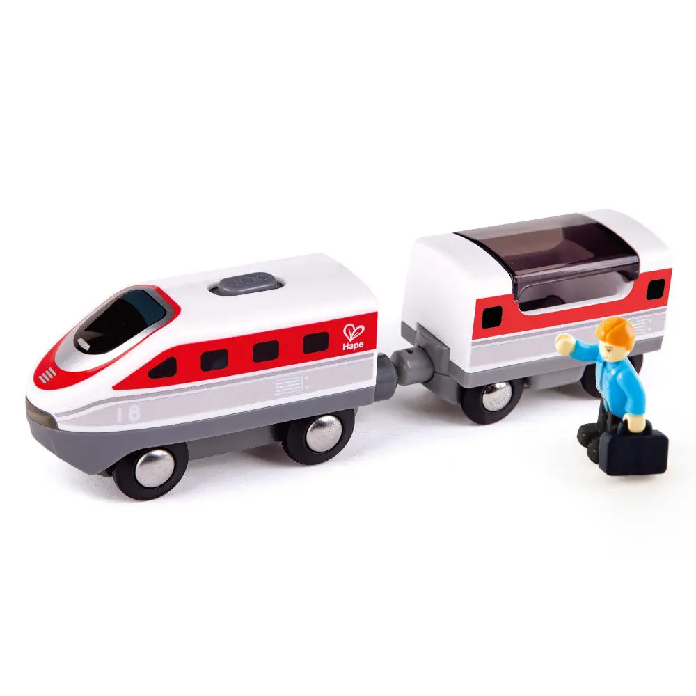 Hape - Intercity Battery Powered Train Set - Red & White Engine With Car 1