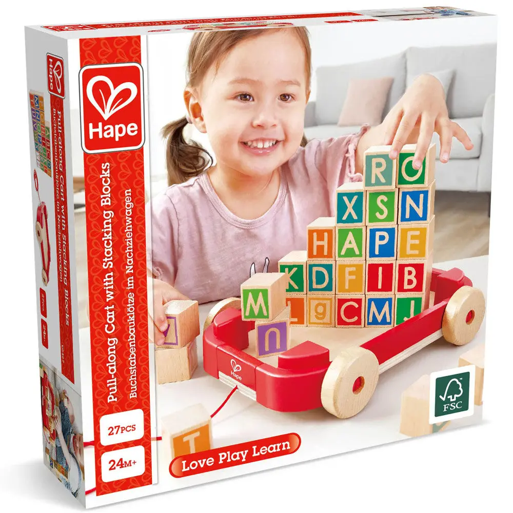 Hape Alphabet Explorer Pull-Along Cart With Stacking Blocks 1