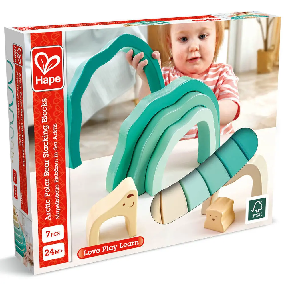Hape Arctic Polar Bear Stacking Blocks - Creative Wooden Nesting Toy 1