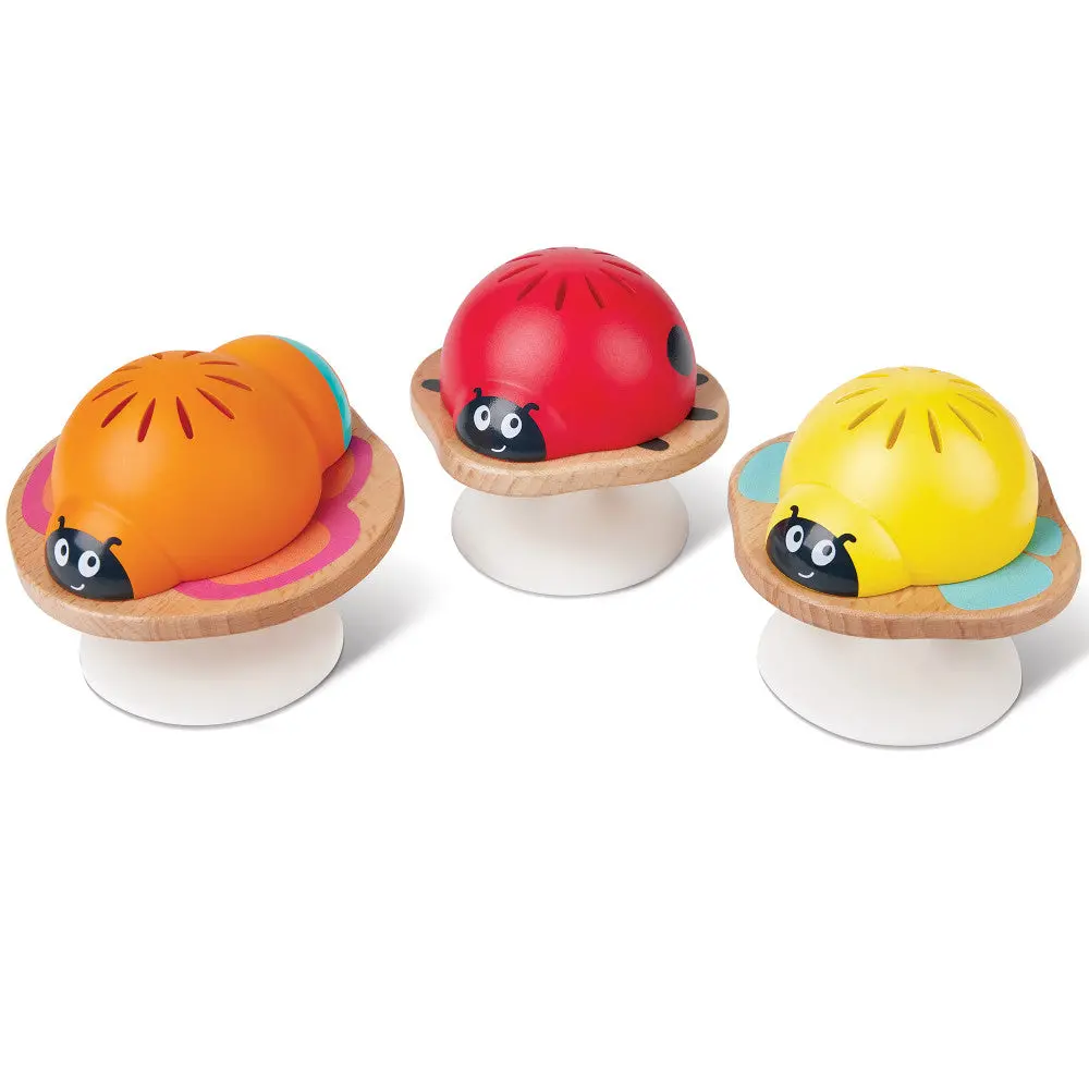 Hape Stay-Put Rattle Set - Colorful Insect Trio 1