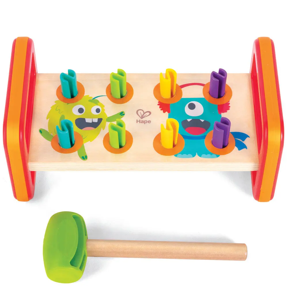 Hape Monster Match 'N' Smash Hammer Bench - Colorful Wooden Toy 1