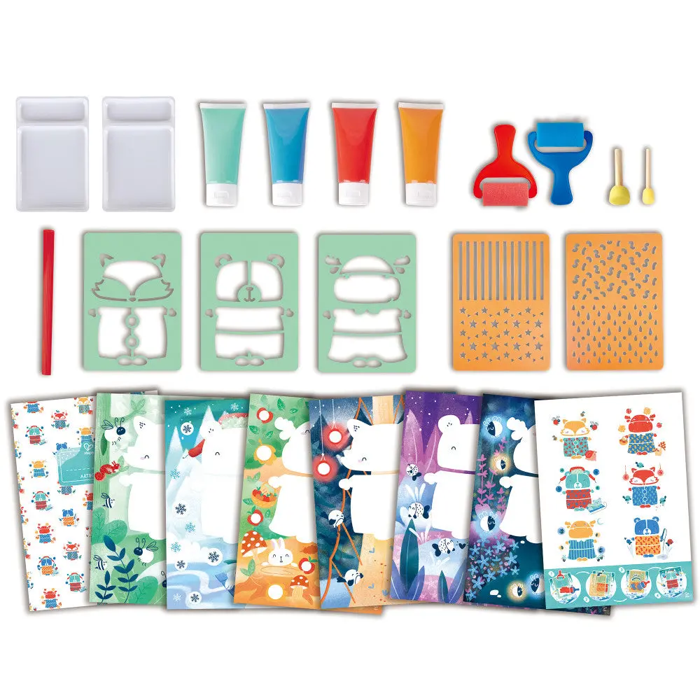 Hape Sponge Painting Fun 24Pc Art Set With Stencils And Rollers 1