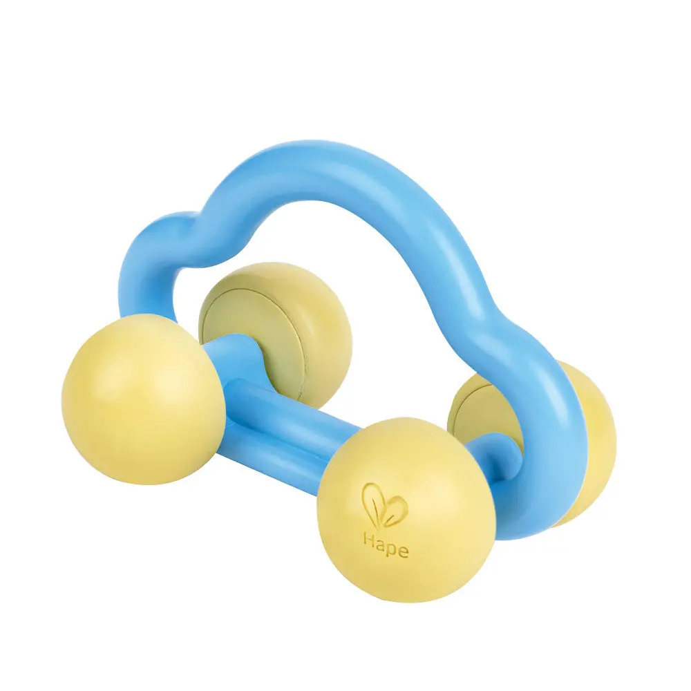 Hape Eco-Friendly Rattle & Roll Toy Car – Blue & Yellow 1