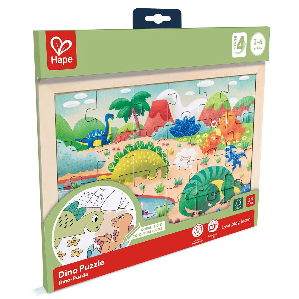 Hape Dino Double-Sided Coloring Jigsaw Puzzle - 24 Pc 1