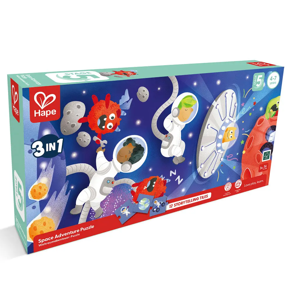Hape Space Adventure 3-Pack Jigsaw Puzzles – 48 Pc Each 1