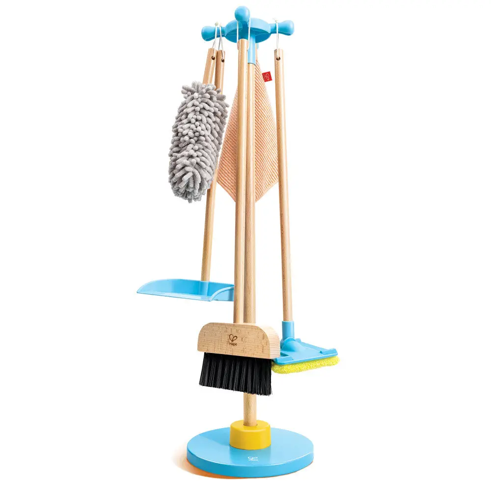 Hape 6Pc Clean Up Broom Set - Yellow & Blue Playset 1
