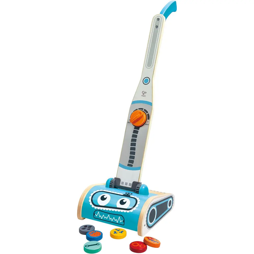 Hape Robot Vacuum Clean Up Playset - Whimsical Blue Wooden Toy 1