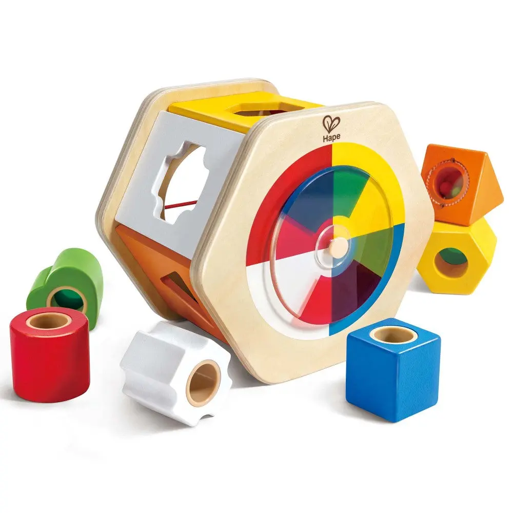 Hape Rainbow Wonder Wooden Shape Sorter - Interactive Sorting Toy 1