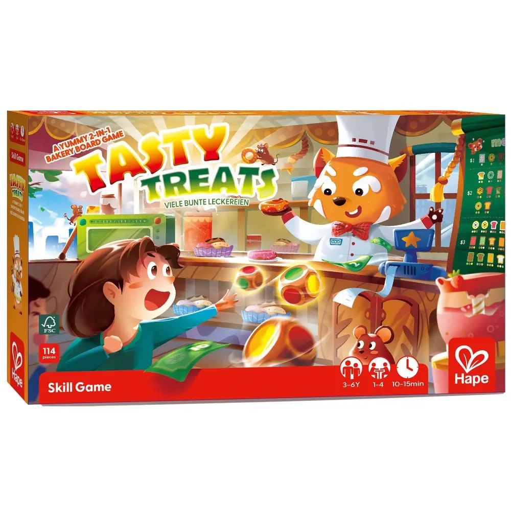 Hape Tasty Treats Raccoon Bakery Skills Board Game 1