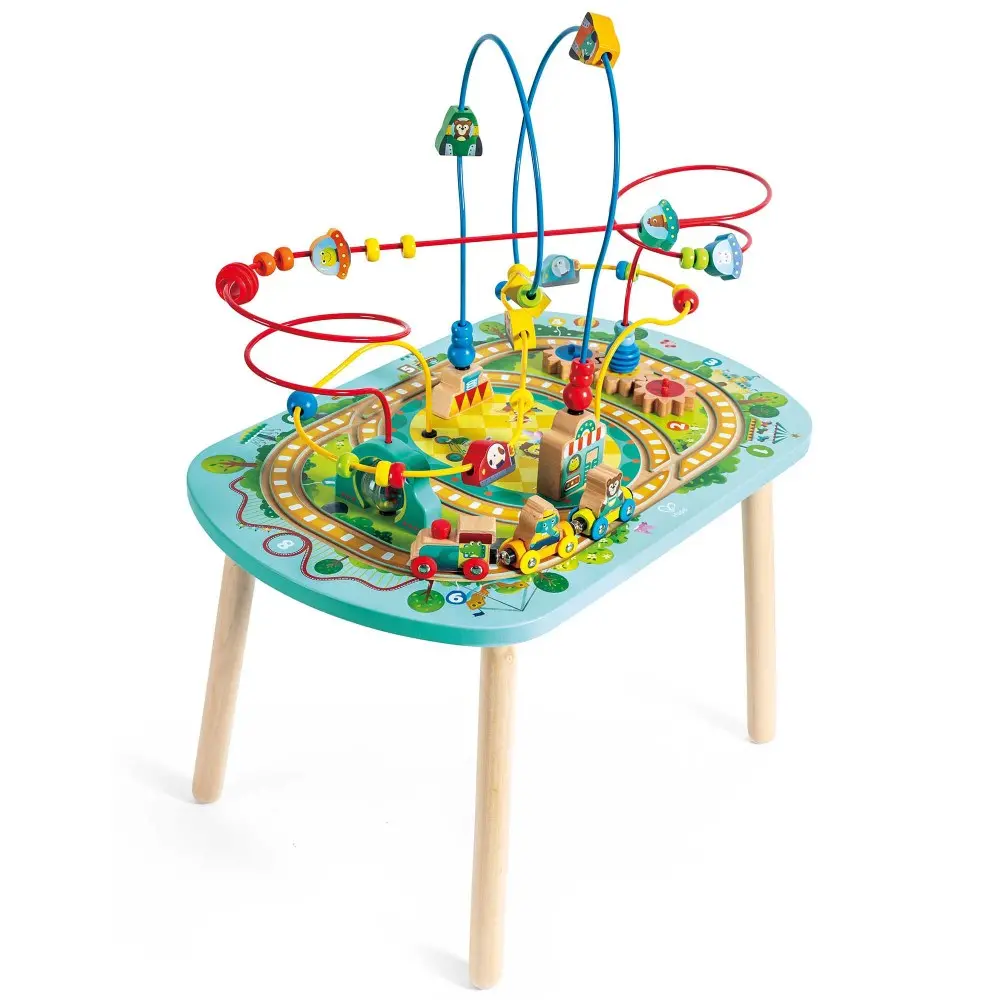 Hape Twisting Railway Maze Table - Amusement Park Adventure 1