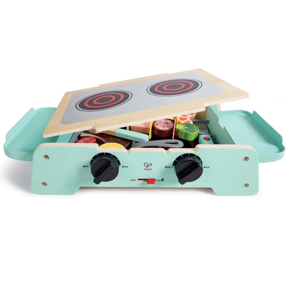 Hape Teal Wooden Sizzling Griddle & Grill Bbq Playset 1