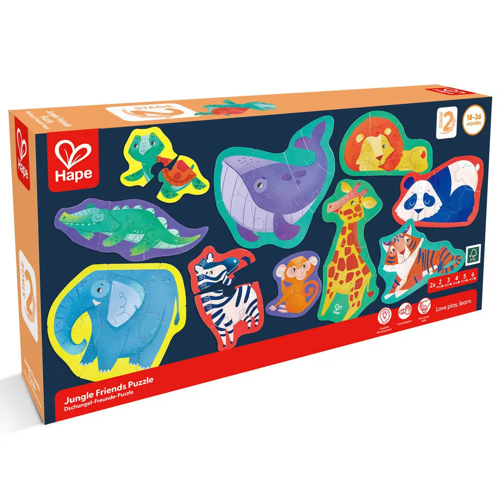 Hape Jungle Friends 10-Pack Animal Shaped Puzzles 1